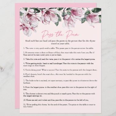 Pass the Poem | Pink Floral Bridal Shower Game