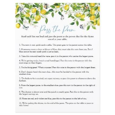 Pass the Poem | Summer Lemon Bridal Shower Game