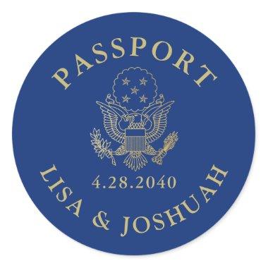 Passport Emblem Travel Theme Seal Favor Label