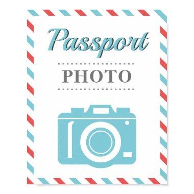 Passport Photo Booth Airline Travel Party Blue Red Poster