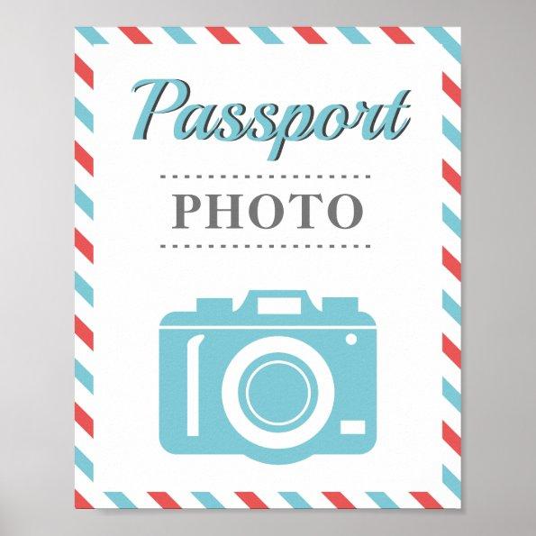 Passport Photo Booth Airline Travel Party Blue Red Poster