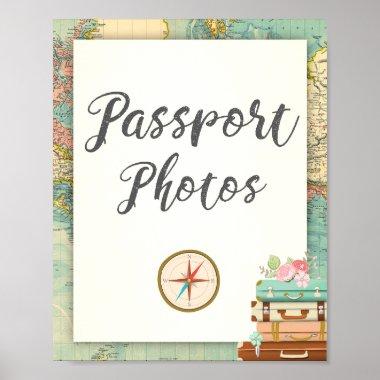 Passport Photos Travel Adventure Bridal Shower Poster