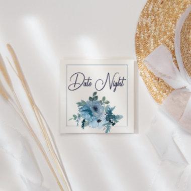 Pastel Blue Elegant Roses Wedding Date Night Invitations