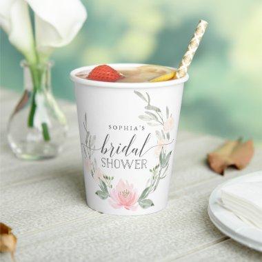 Pastel Blush Floral Bridal Shower Paper Paper Cups