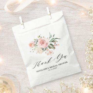 Pastel Blush Ivory Pink Floral Bridal Shower Favor Bag