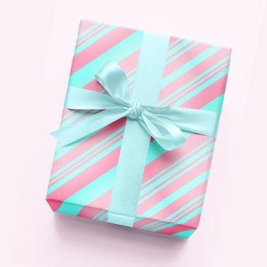 Pastel Blush Pink and Baby Blue Gradient Stripes Wrapping Paper