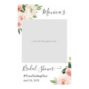 Pastel Blush Pink Floral Bridal Shower Photo Booth Poster