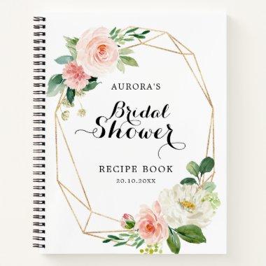 Pastel Blush Pink Floral Bridal Shower Recipe Book