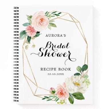 Pastel Blush Pink Floral Bridal Shower Recipe Book