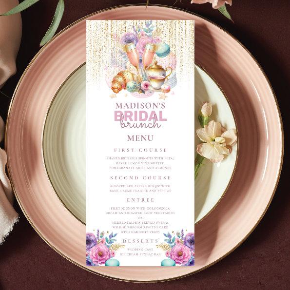 Pastel Bridal Brunch Pink & Gold Menu