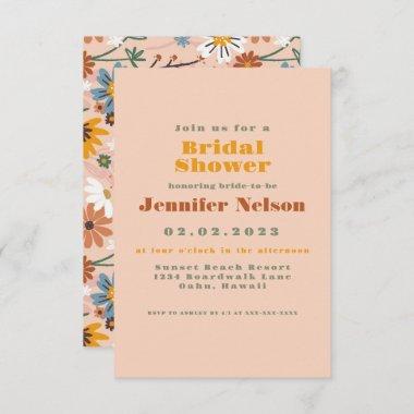 Pastel Colorful 70s Bridal Shower Invitations