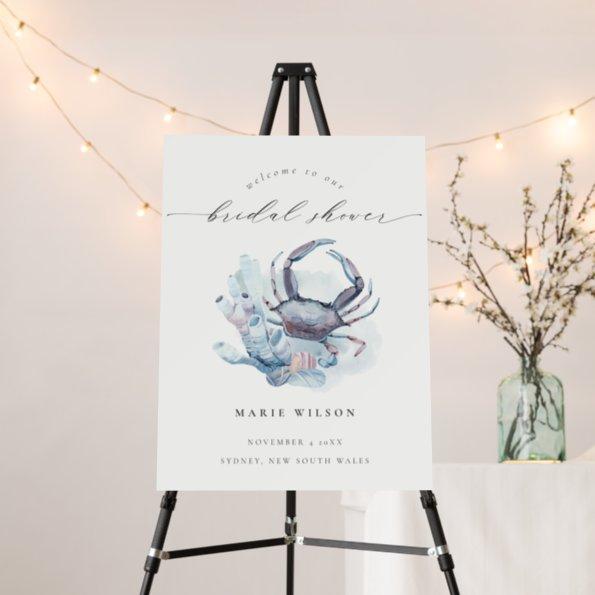 Pastel Crab Coral Nautical Bridal Shower Welcome Foam Board