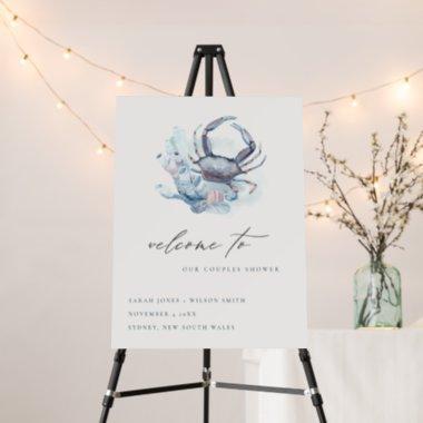 Pastel Crab Coral Nautical Couples Shower Welcome Foam Board