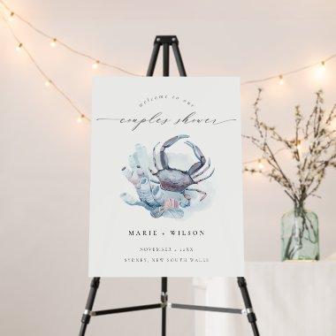 Pastel Crab Coral Nautical Couples Shower Welcome Foam Board