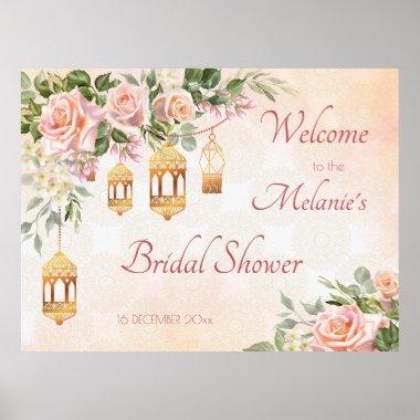 Pastel cream roses Arabian lanterns bridal shower Poster