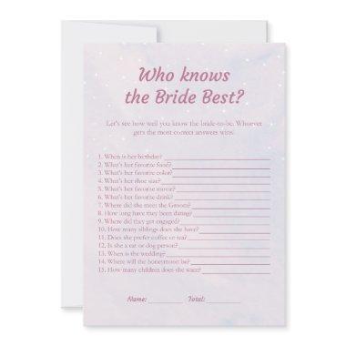 Pastel Dreamy Who knows the Bride Best Game Invitations