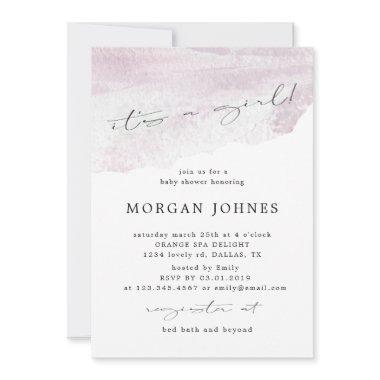 pastel elegant script it's a girl Baby Shower