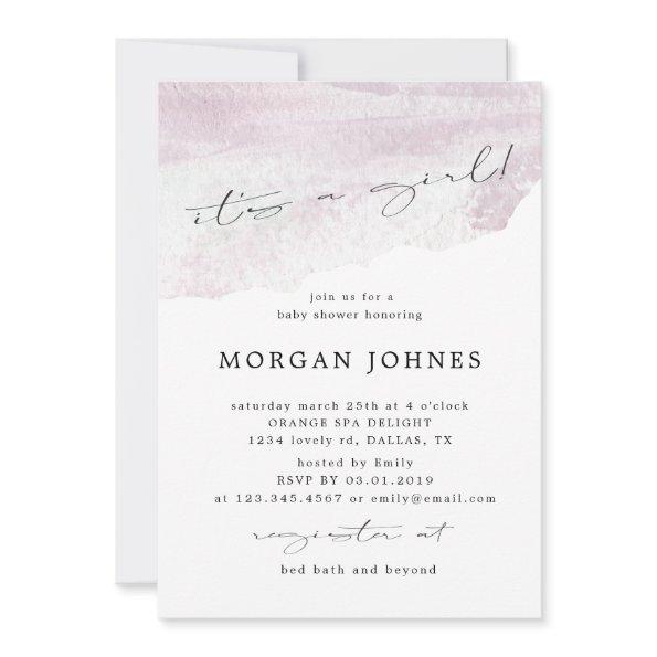 pastel elegant script it's a girl Baby Shower