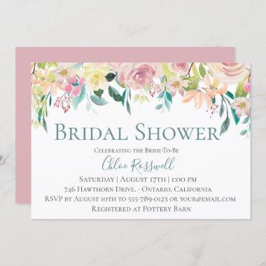 Pastel Floral Bouquet Bridal Shower Invitations