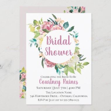 Pastel Floral Bouquet Bridal Shower Invitations