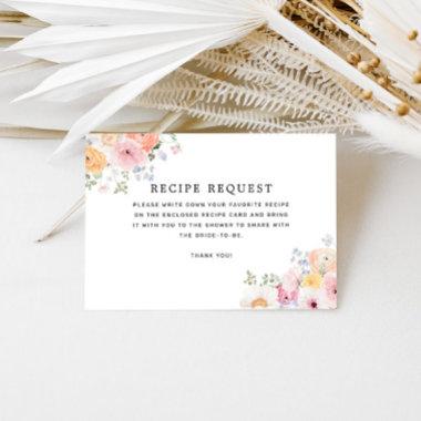 Pastel Floral Bridal Shower Recipe Request Enclosure Invitations