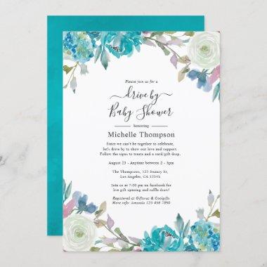 Pastel Floral Drive By Bridal or Baby Shower Invitations