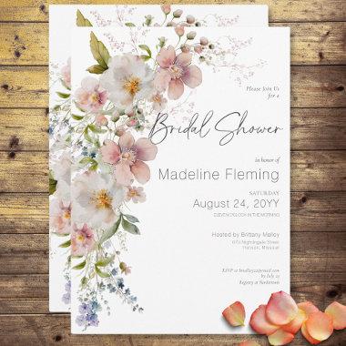 Pastel Floral Modern Bridal Shower Invitations