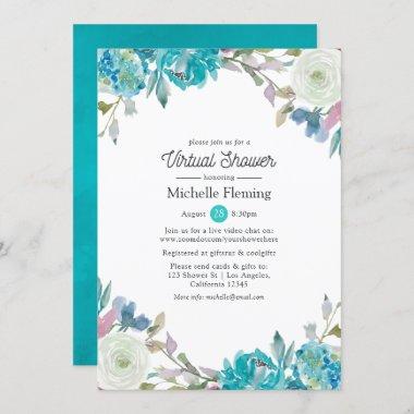 Pastel Floral Virtual Baby or Bridal Shower Invitations