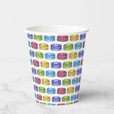 Pastel French Macaron Cookie Pastry Bridal Shower Paper Cups