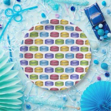 Pastel French Macaron Cookie Pastry  Paper Plates