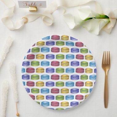 Pastel French Macaron Cookie Pastry  Paper Plates