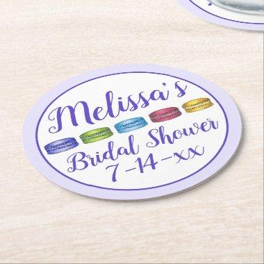 Pastel French Macaron Cookie Pastry  Round Paper Coaster