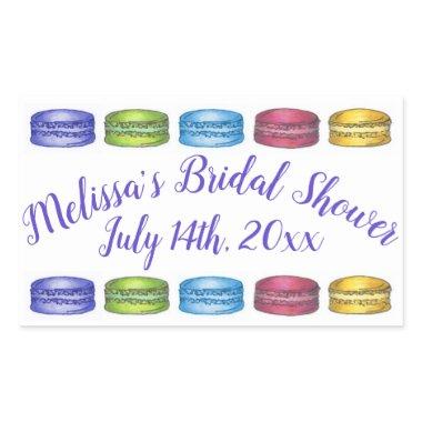 Pastel French Macaron Cookies Bridal Shower Party Rectangular Sticker