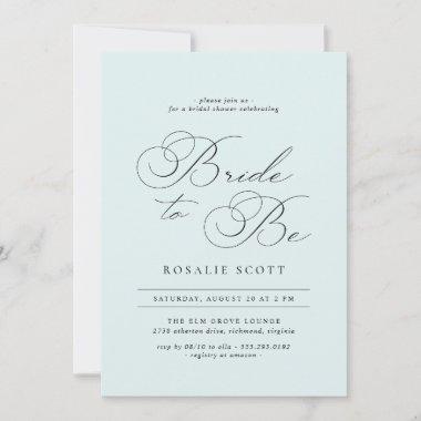 Pastel Frost Blue | Delicate Script Bridal Shower Invitations