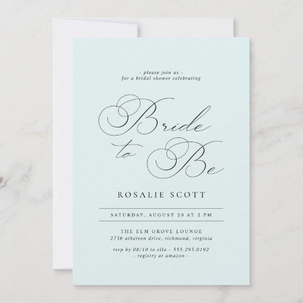 Pastel Frost Blue | Delicate Script Bridal Shower Invitations
