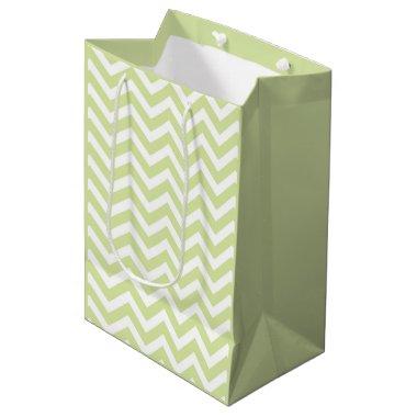 Pastel Green & White Chevron Wedding Birthday Medium Gift Bag