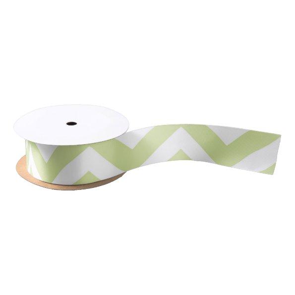 Pastel Green & White Chevron Wedding Birthday Satin Ribbon