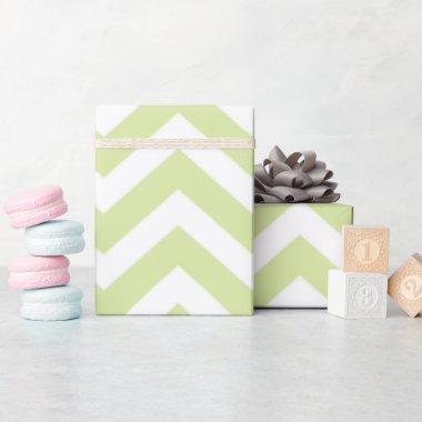 Pastel Green & White Chevron Wedding Birthday Wrapping Paper