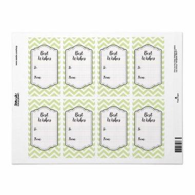 Pastel Green & White Chevron Wedding Sticker Tag