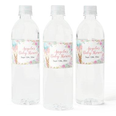 Pastel Ice cream Floral Water Bottle Label