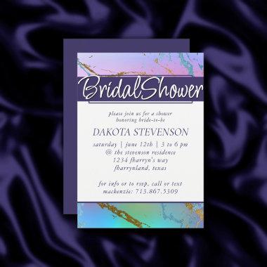Pastel Marble | Glam Rainbow Ombre Bridal Shower Invitations