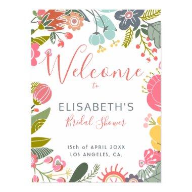 Pastel meadow blooms bridal shower welcome sign