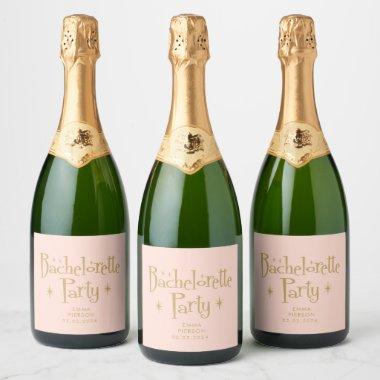Pastel Peachy Bachelorette Party Sparkle Sparkling Wine Label