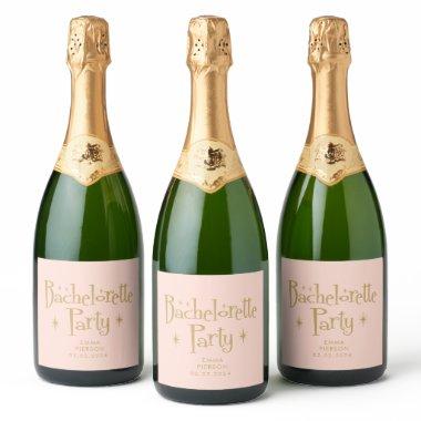 Pastel Peachy Bachelorette Party Sparkle Sparkling Wine Label