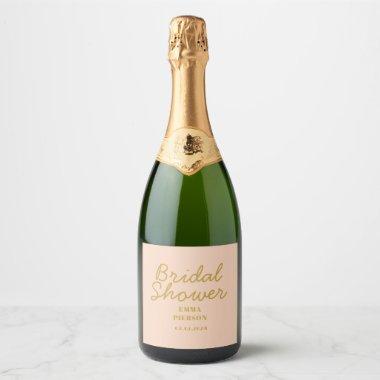 Pastel Peachy Bridal Shower Sparkling Wine Label