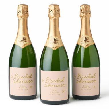 Pastel Peachy Bridal Shower Sparkling Wine Label