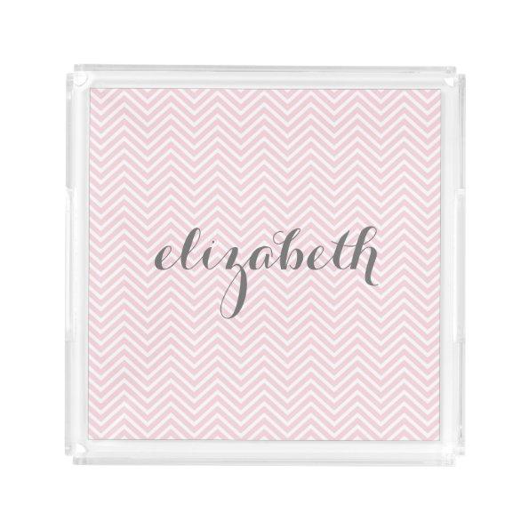 Pastel Pink and Gray Stationery Suite for Women Acrylic Tray