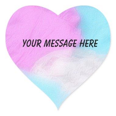 Pastel Pink Blue Tissue Paper Heart Sticker