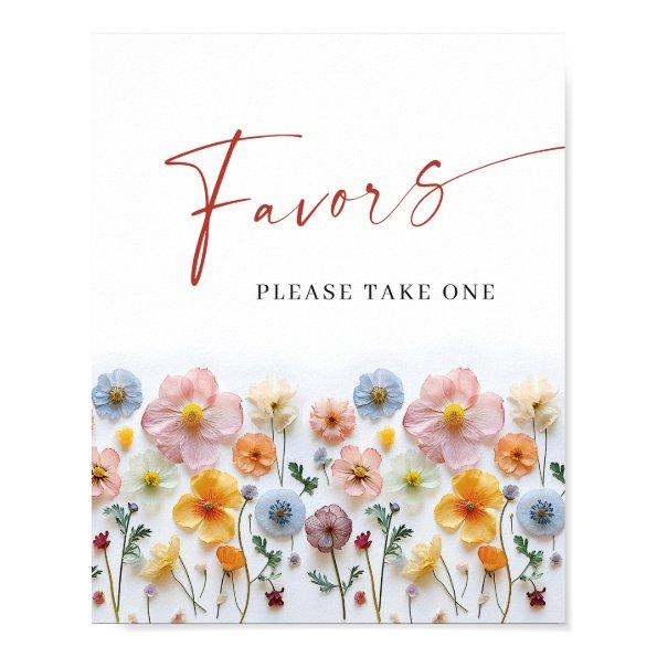 Pastel Pink Blush Bohemian Wildflowers Favors Poster