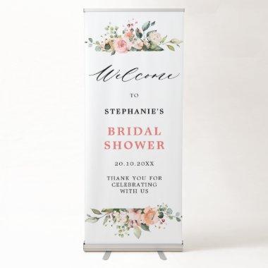 Pastel Pink Blush Rose Floral  Retractable Banner